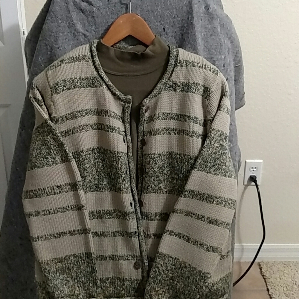 Button up cardigan and turtleneck